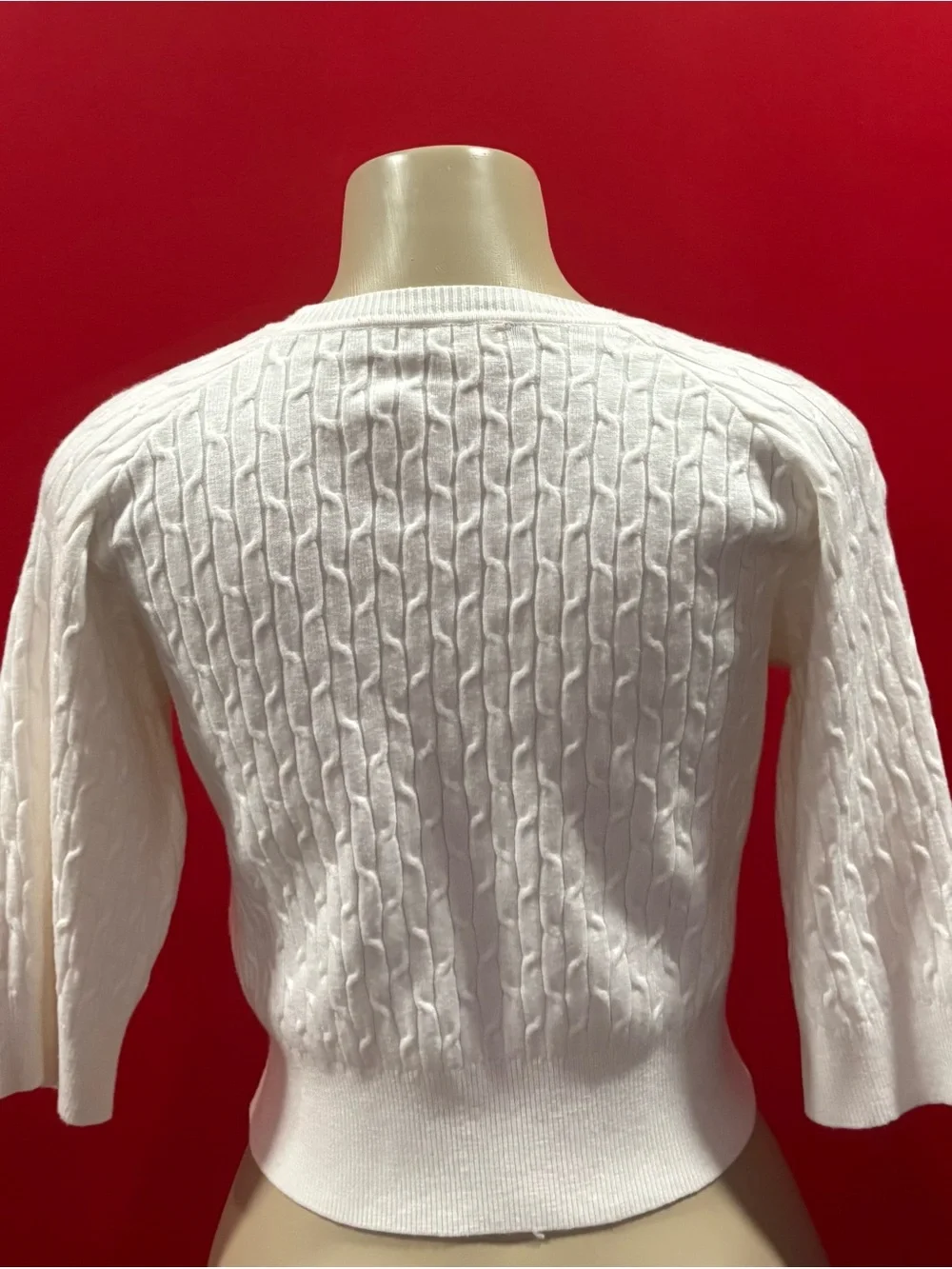 Daisy White Cable Knit Cropped Top